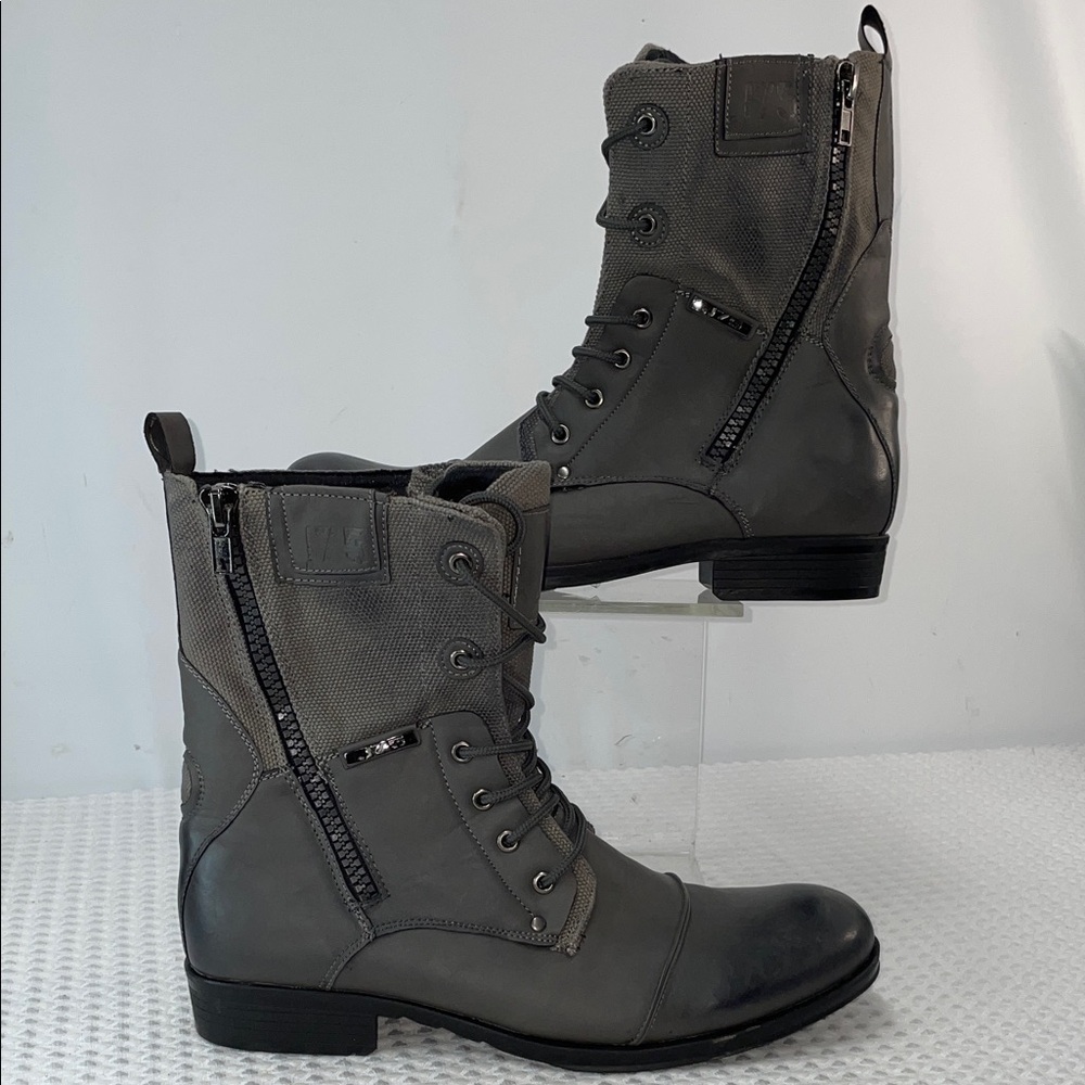 J75 BY JUMP COMBAT BOOTS THUNDER GRAY WITH ZIPPER AND LACES FTL-03-126